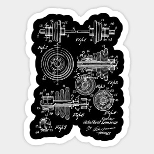 Dumb Bell with Adjustable Weight Vintage Patent Hand Drawing Sticker